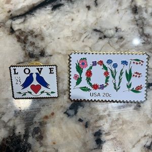 Vintage US post office love stamp pins
